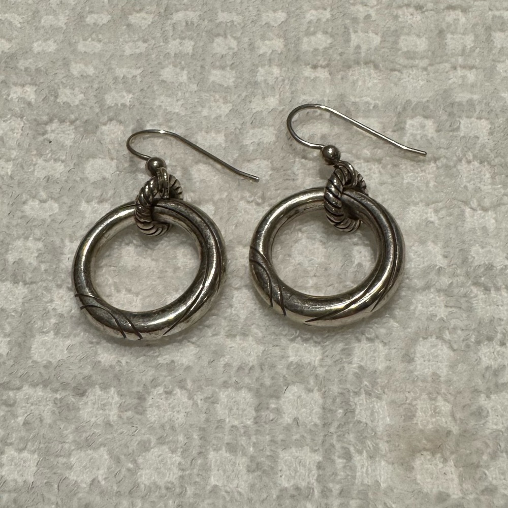Brighton Twisted Silver Circle Earrings